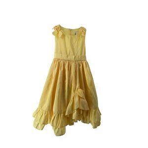 Sugar Plum Girls Formal Dress Size 6 Yellow Ruffle Belted Belle Sleeveless Party